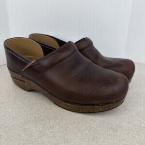 Women’s Dansko Brown Leather Clog Mule Shoe Size EU 39 US 8 No Slip